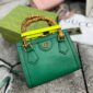 Gucci GG Diana Mini Tote Bag for Women Bamboo Handle Crossbody Purse In Green Color
