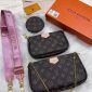 Louis Vuitton Trio Pochette Crossbody Bag with Pink Adjustable Strap – Women's 3-in-1 Set