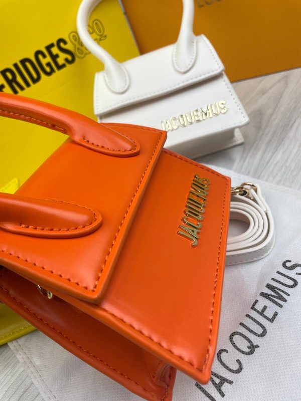 Side Angle Showing Orange Leather and Jacquemus Logo Side Angle Showing Orange Leather and Jacquemus Logo