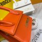 Side Angle Showing Orange Leather and Jacquemus Logo