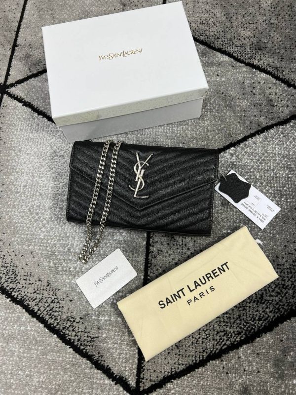 YSL Saint Laurent Paris Crossbody Bag With Cash Pouch in Black Colour With Silver Logo YSL Saint Laurent Paris Crossbody Bag With Cash Pouch in Black Colour With Silver Logo