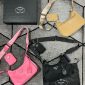 Prada Re-Edition 2005 Multi-Pouch Padded Leather Handbag Crossbody Bag for Women in Black, Begonia Pink & Beige Colour