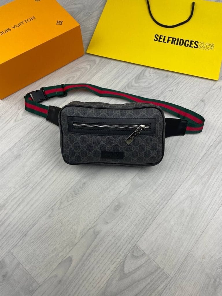 Gucci GG Leather Supreme Belt Bum Mini Travel Bag In Black Color Foe Men and Women