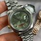Rolex Day-Date with Silver Chain Strap Watch in Green Color