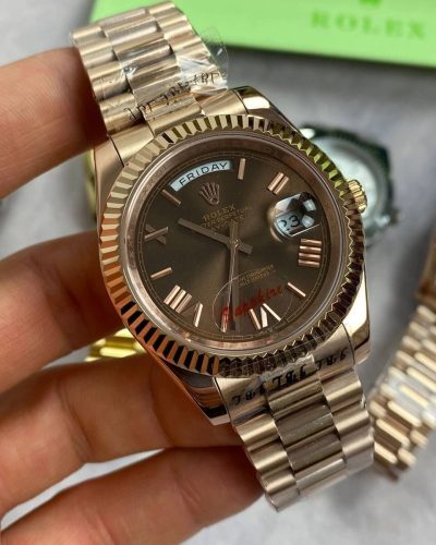 Rolex Day-Date with Golden Chain Strap Watch Brown Rolex Day-Date with Golden Chain Strap Watch Brown