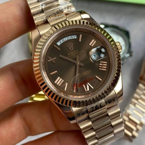 Rolex Day-Date with Golden Chain Strap Watch Brown