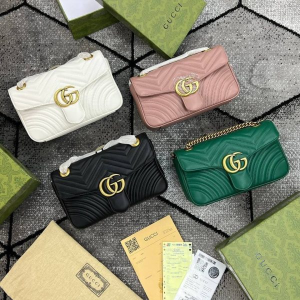 Gucci Marmont GG Logo Mini Bag Women's Leather Handbags in White, Green, Dusty Rose, & Black Colours