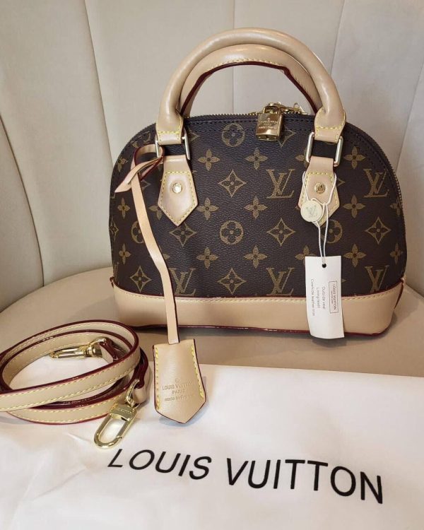 Louis Vuitton Monogram Replica Alma PM Crossbody Bag Brown Faux Leather Designer Handbag for Women