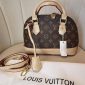 Louis Vuitton Monogram Replica Alma PM Crossbody Bag Brown Faux Leather Designer Handbag for Women