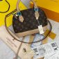 Front View of Louis Vuitton Replica Alma PM Crossbody Bag in Brown Monogram Leather