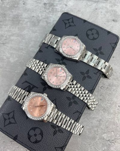 Rolex Datejust Pink Dial Watch in Different Chain Straps