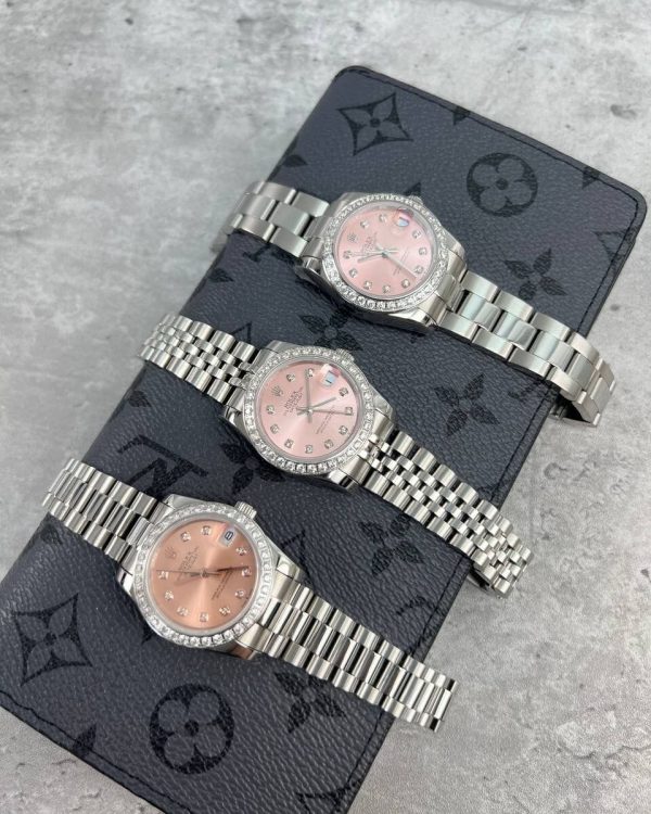 Rolex Datejust Pink Dial Watch in Different Chain Straps