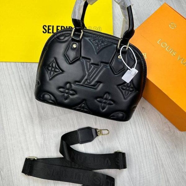 Louis Vuitton Alma Bag Iconic Designer Handbag in Black Colour