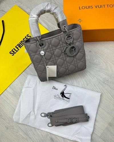 Mini Lady Dior Bag Ultramatte Cannage Calfskin Designer Handbag In Grey Colour Mini Lady Dior Bag Ultramatte Cannage Calfskin Designer Handbag In Grey Colour