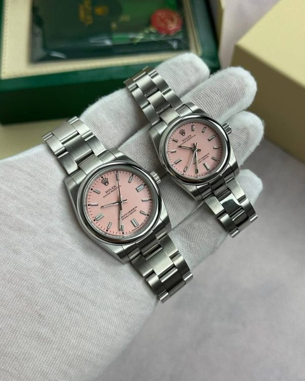 Girls Rolex Oyster Perpetual on an Oyster Bracelet with Pink Dial