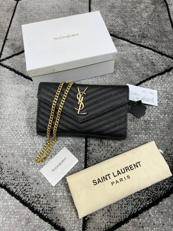 YSL Saint Laurent Paris Crossbody Bag With Cash Pouch in Black Colour With Golden Logo YSL Saint Laurent Paris Crossbody Bag With Cash Pouch in Black Colour With Golden Logo
