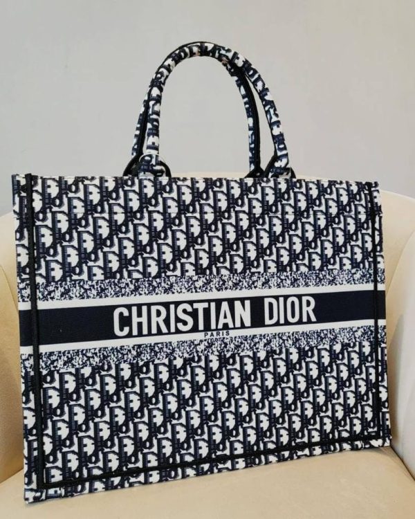 Dior Oblique Embroidery Bag – Ecru, Blue, Black & Grey