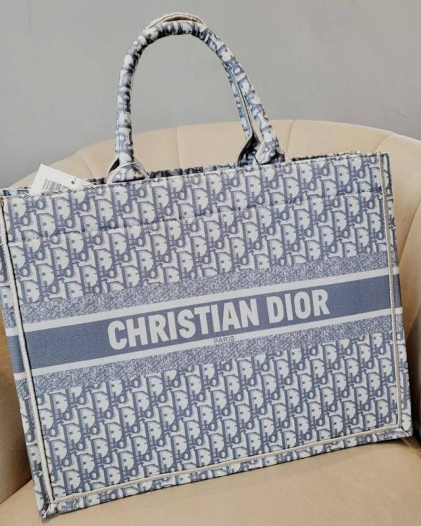 Dior Oblique Embroidery Bag – Ecru, Blue, Black & Grey