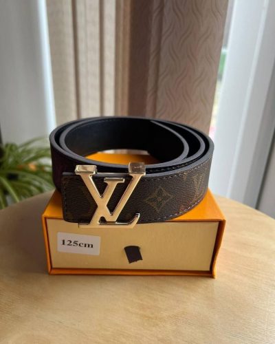 Louis Vuitton Monogram Brown Belt With Golden Buckle