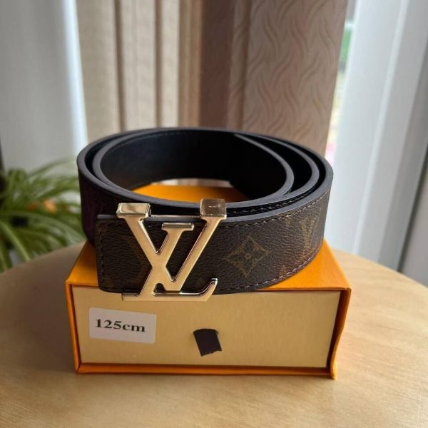 Louis Vuitton Monogram Brown Belt With Golden Buckle