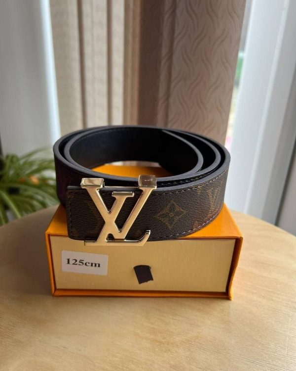 Louis Vuitton Monogram Brown Belt With Golden Buckle