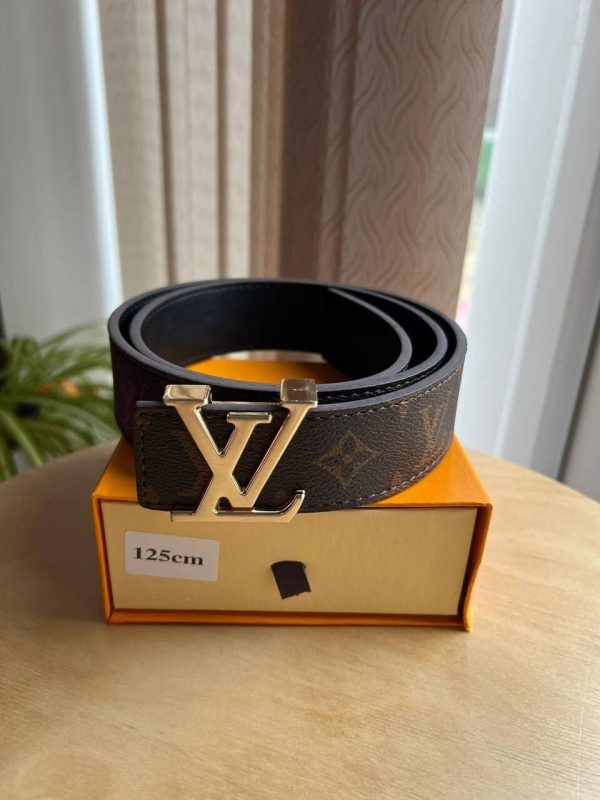 Louis Vuitton Monogram Brown Belt With Golden Buckle