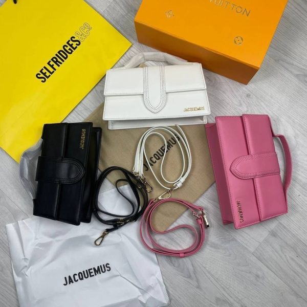 Jacquemus-Inspired A+ Replica Leather Shoulder Bag – Designer Style Mini Handbag with Handle & Long Strap (Black, White, Pink)