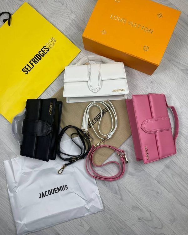 Jacquemus-Inspired A+ Replica Leather Shoulder Bag – Designer Style Mini Handbag with Handle & Long Strap (Black, White, Pink)