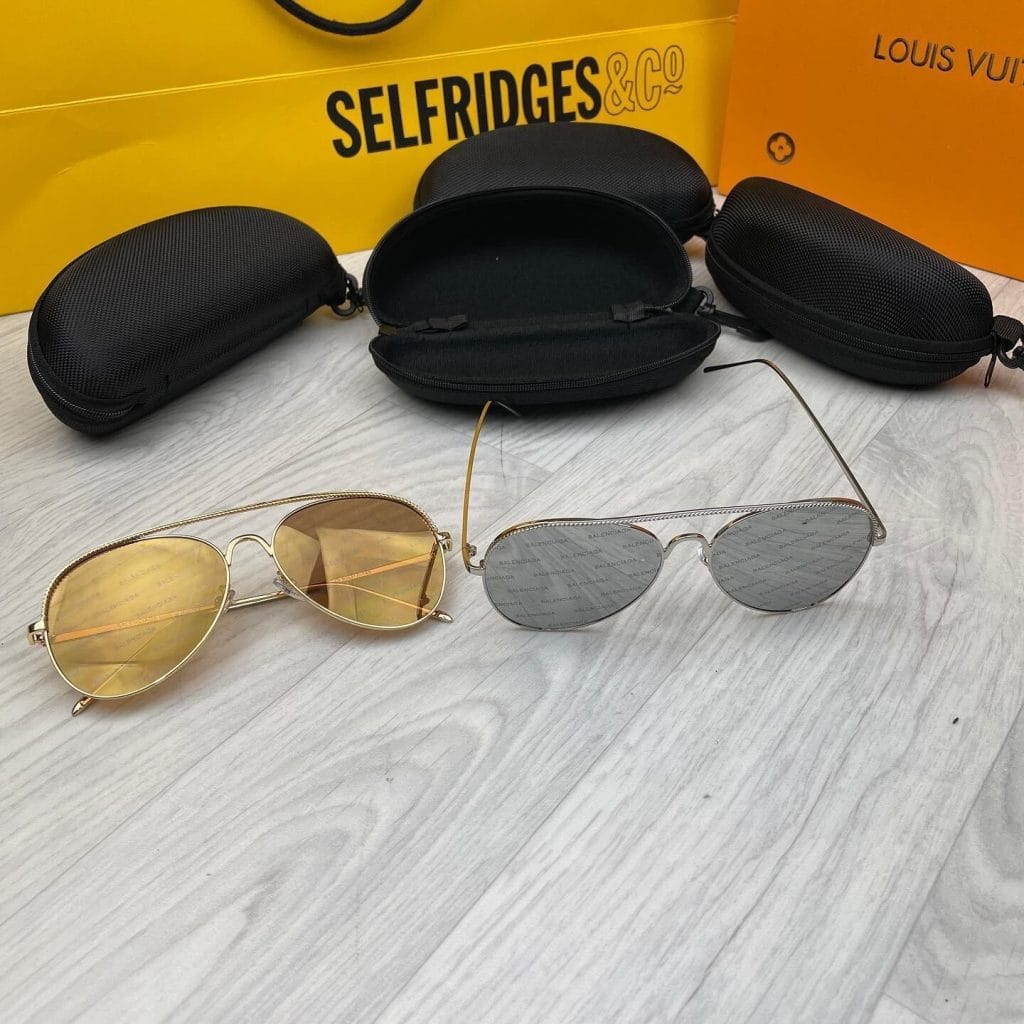 Balenciaga Men Women Metal Aviator Silver Golden Sunglasses