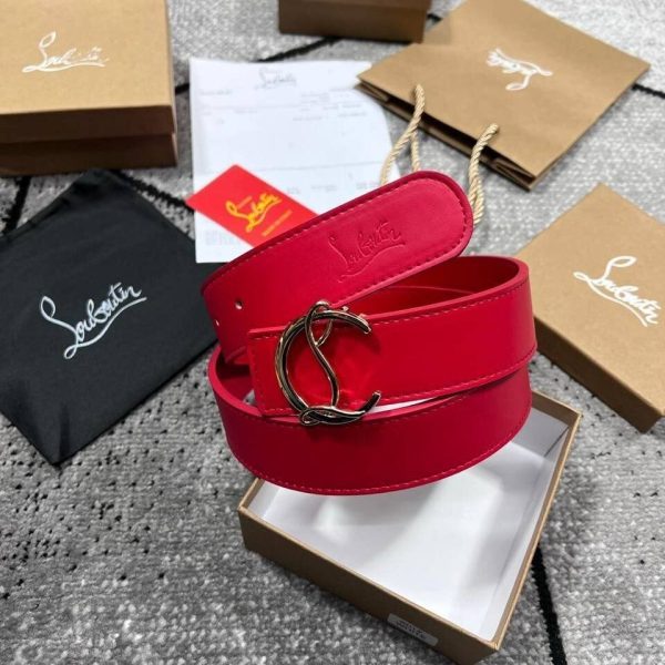 Christian Louboutin CL Logo Belt In Red Colour