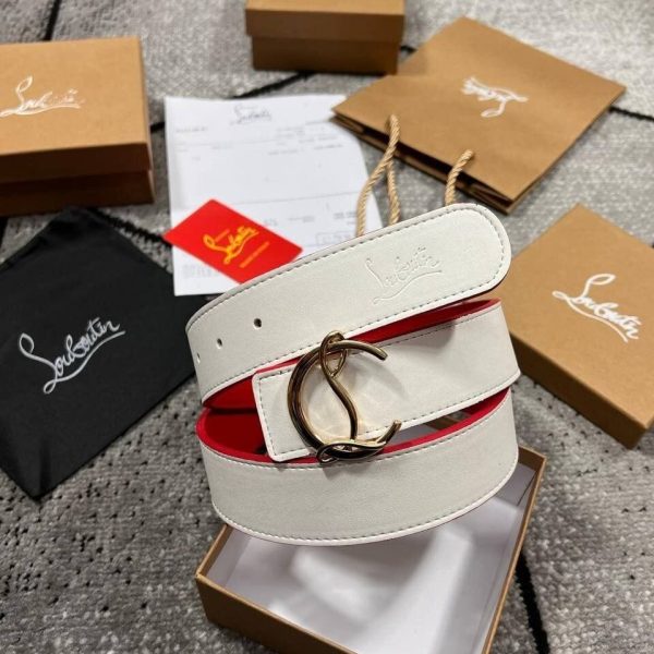Christian Louboutin CL Logo Belt In White Colour