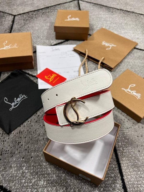 Christian Louboutin CL Logo Belt In White Colour Christian Louboutin CL Logo Belt In White Colour