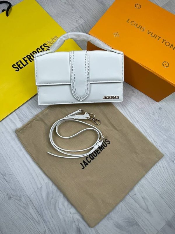 Jacquemus Inspired A+ Replica Leather Shoulder Bag Designer Style Mini Handbag with Handle & Long Strap In White Color Jacquemus Inspired A+ Replica Leather Shoulder Bag Designer Style Mini Handbag with Handle & Long Strap In White Color