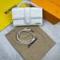Jacquemus Inspired A+ Replica Leather Shoulder Bag Designer Style Mini Handbag with Handle & Long Strap In White Color
