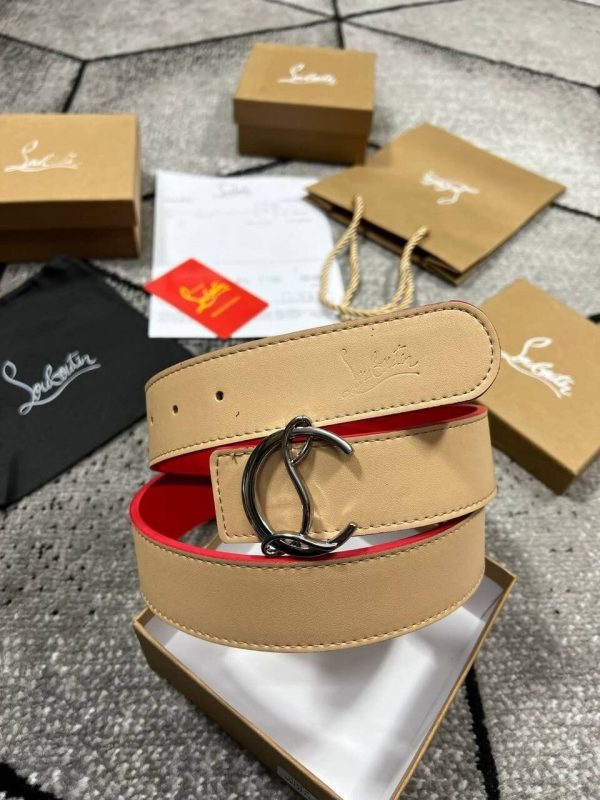 Christian Louboutin CL Logo Belt In Beige Colour Christian Louboutin CL Logo Belt In Beige Colour