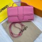 Jacquemus Inspired A+ Replica Leather Shoulder Bag Designer Style Mini Handbag with Handle & Long Strap In Pink Color