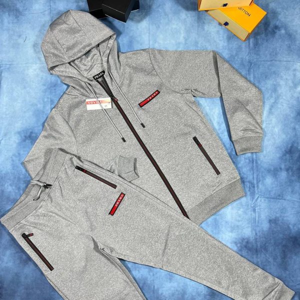 Prada Milano Zipper Tracksuit in grey color