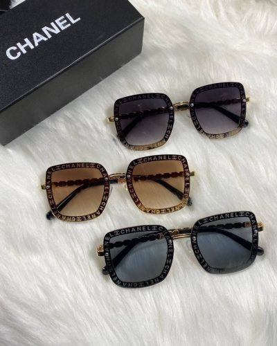 Chanel Men’s Women’s Metal Square Frame Purple Brown Blue Sunglasses