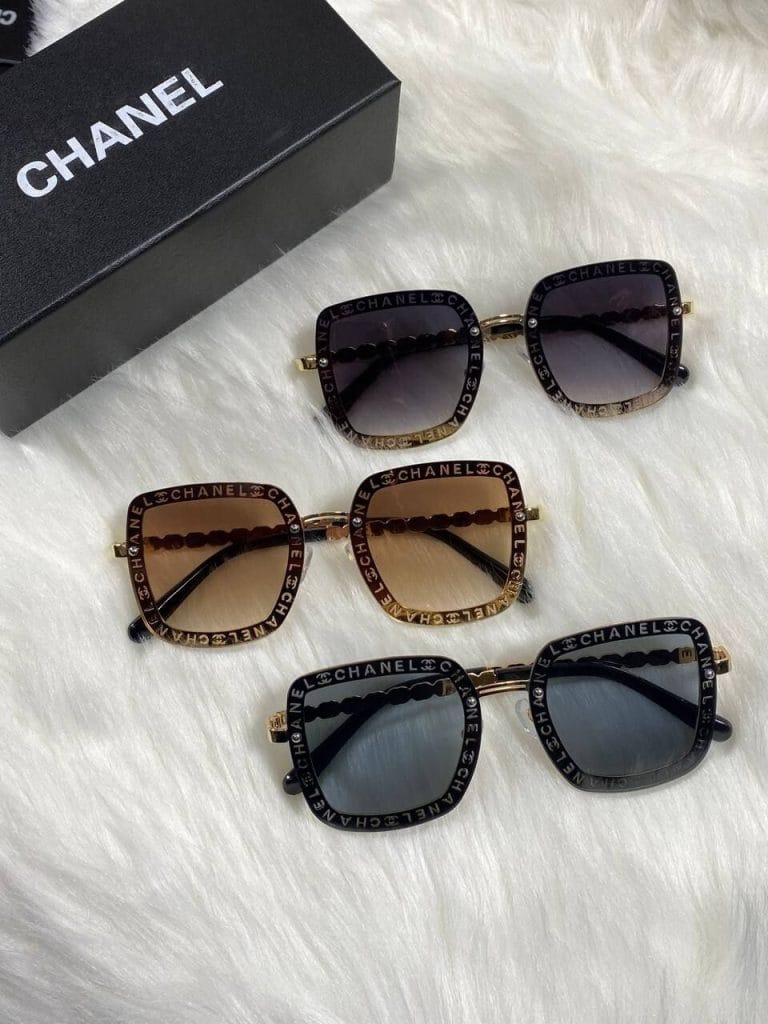 Chanel Men’s Women’s Metal Square Frame Purple Brown Blue Sunglasses