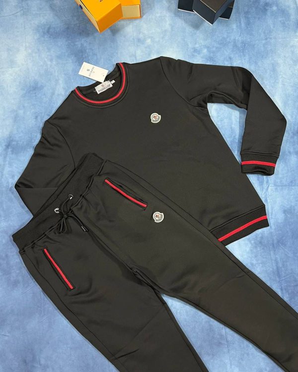 Moncler Men’s Women’s Reps Full Tracksuits Long Sleeves in black color