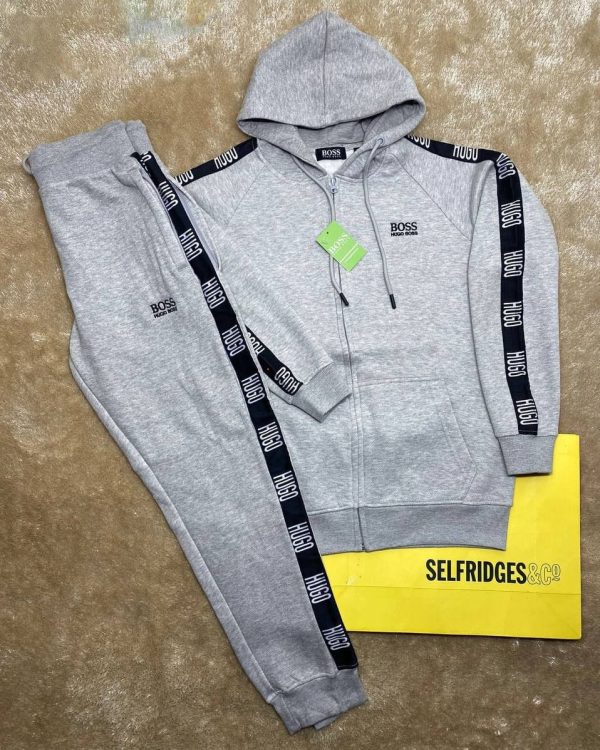 Hugo Boss Men Logo Tracksuit in light grey Color