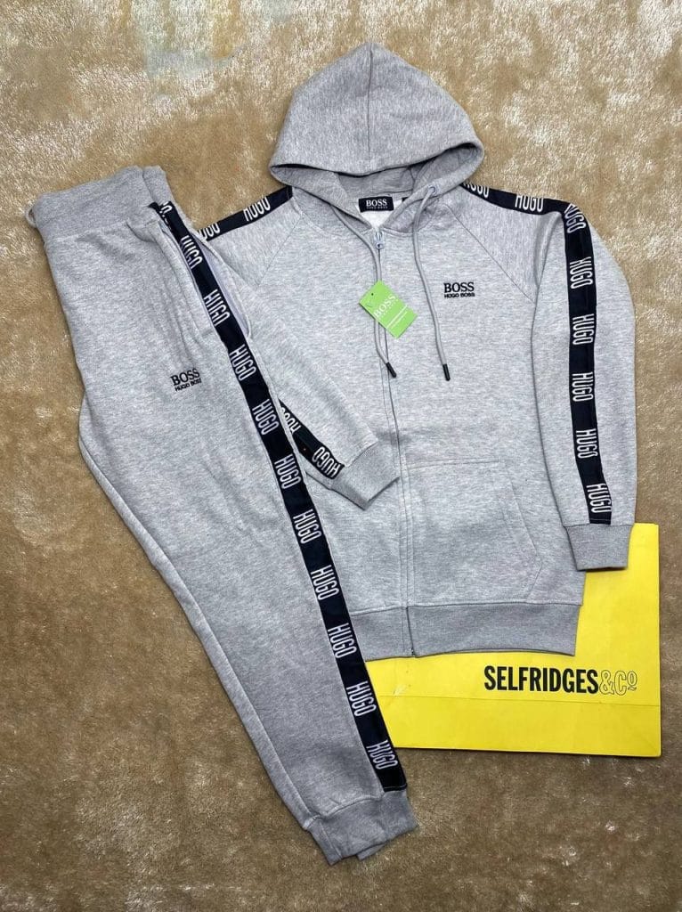 Hugo Boss Men Logo Tracksuit in light grey Color