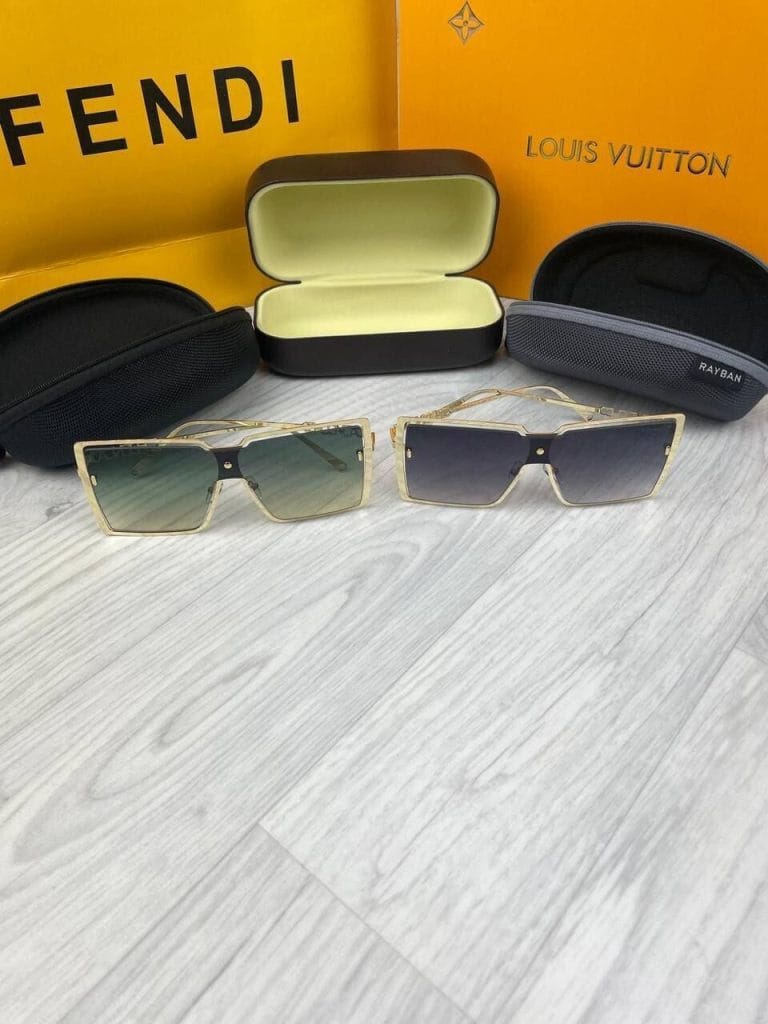 Chanel Men’s Women’s Square Frame Pale Purple Green Replica Sunglasses