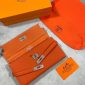 Hermes Kelly Long Wallet Padlock Design Women Luxury Bag in Orange Color