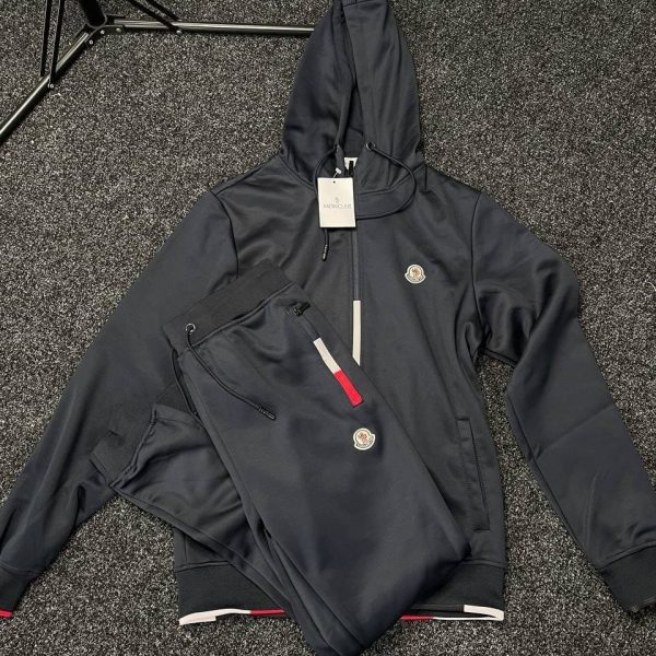 Moncler Men Women Rep Full Tracksuits Hoodie in grey color
