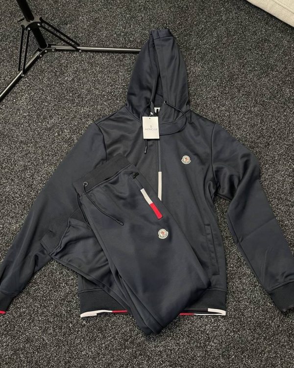 Moncler Men Women Rep Full Tracksuits Hoodie in grey color