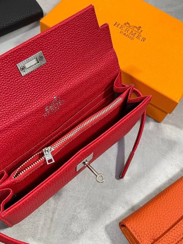 Hermes Kelly Long Wallet Padlock Design Women Luxury Bag in Red Color Hermes Kelly Long Wallet Padlock Design Women Luxury Bag in Red Color