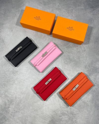 Hermes Kelly Long Wallet Padlock Design Women Luxury Bag in Black Orange Red and Pink Color Hermes Kelly Long Wallet Padlock Design Women Luxury Bag in Black Orange Red and Pink Color
