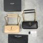 YSL Saint Laurent Logo Chain Wallet Black and Beige Leather Crossbody Bag for Women