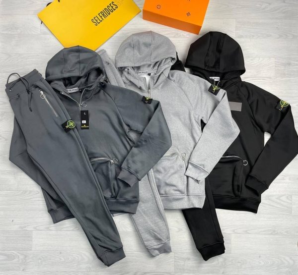Moncler Men's Women's Replica Full Tracksuits With Hoodie in grey color
